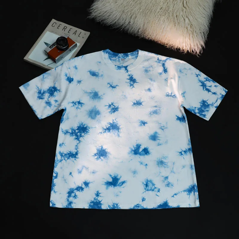 230gsm Tie-Dye Washed Tee in Tie-Dye Ink Blue