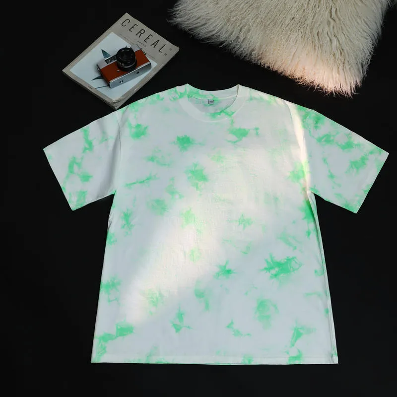 230gsm Tie-Dye Washed Tee in Tie-Dye Light Green