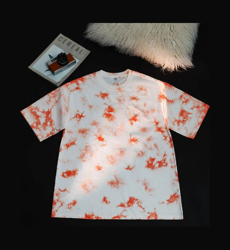 230gsm Tie-Dye Washed Tee in Tie-Dye Maple Orange