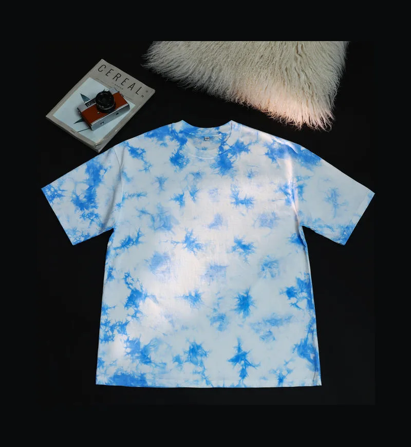230gsm Tie-Dye Washed Tee in Tie-Dye Sapphire