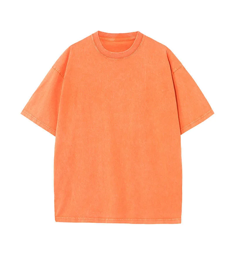 270gsm Wax-Dyed Washed Tee in Orange