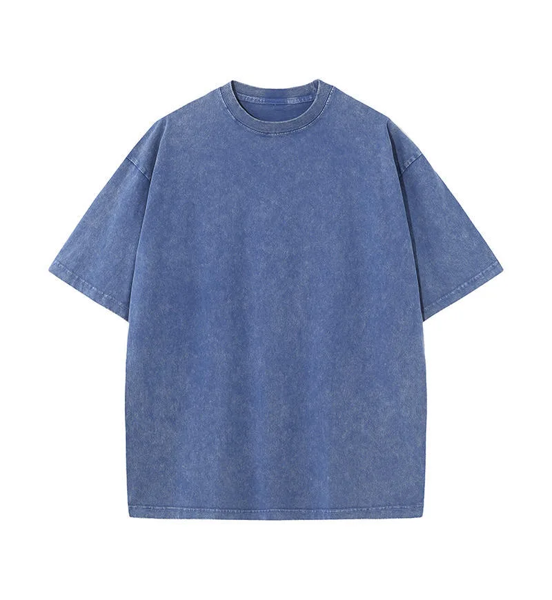 270gsm Wax-Dyed Washed Tee in Royal Blue